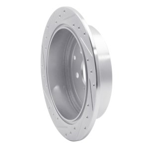 Lexus RX450h Brake Rotor (1) - Rear Right - R1 Concepts - Drilled & Slotted - Silver - `10-`20